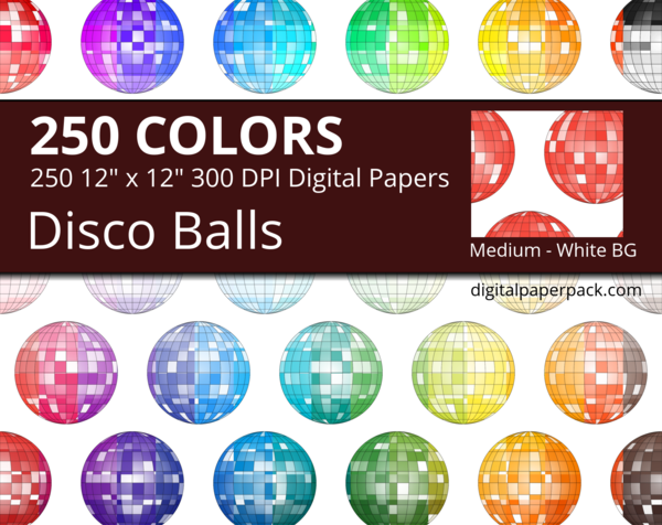 Medium disco balls on white background