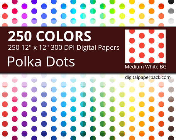 Medium colored dots on white background