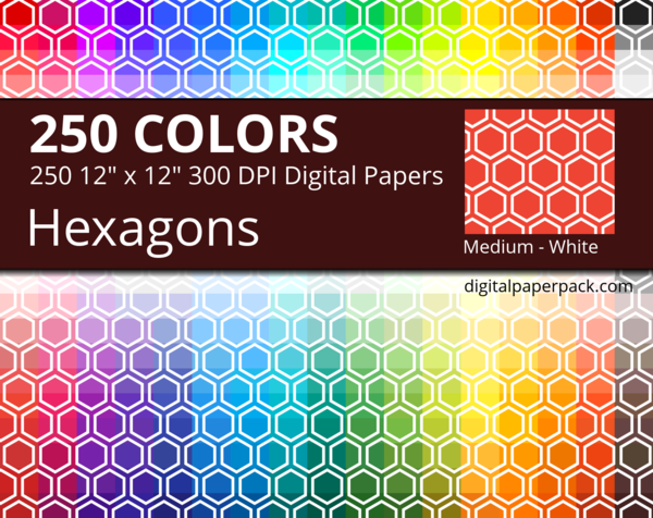 Medium white hexagons on colored background