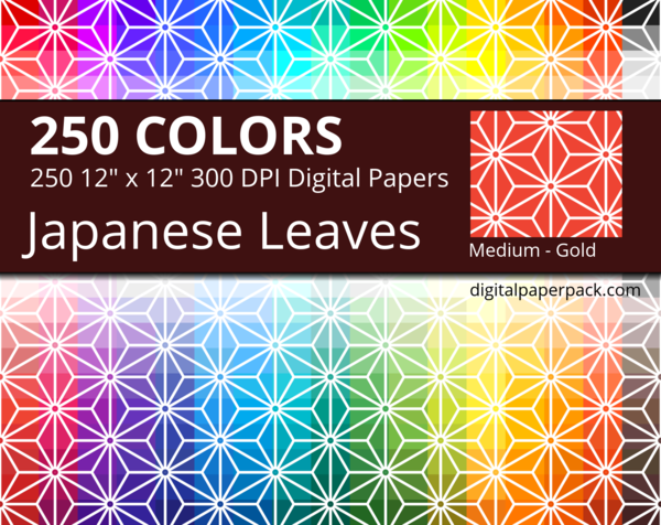 Medium white Japanese Leaves / Asanoha pattern on colored background