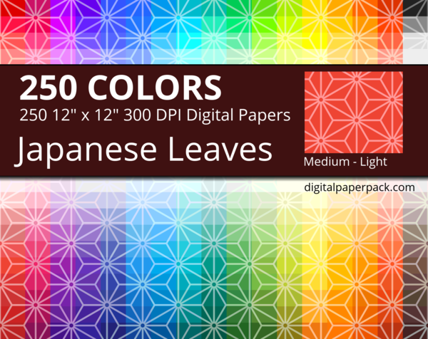 Medium lightly tinted Japanese Leaves / Asanoha pattern on colored background