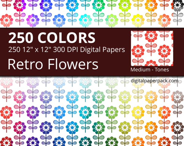 Retro flowers with different tones of the same color.